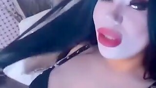 Homemade video of a solo brunette with obese tits having fun